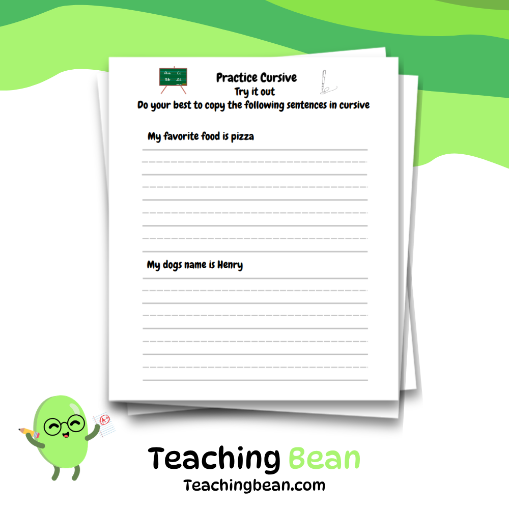 Cursive Sentence Practice Worksheets