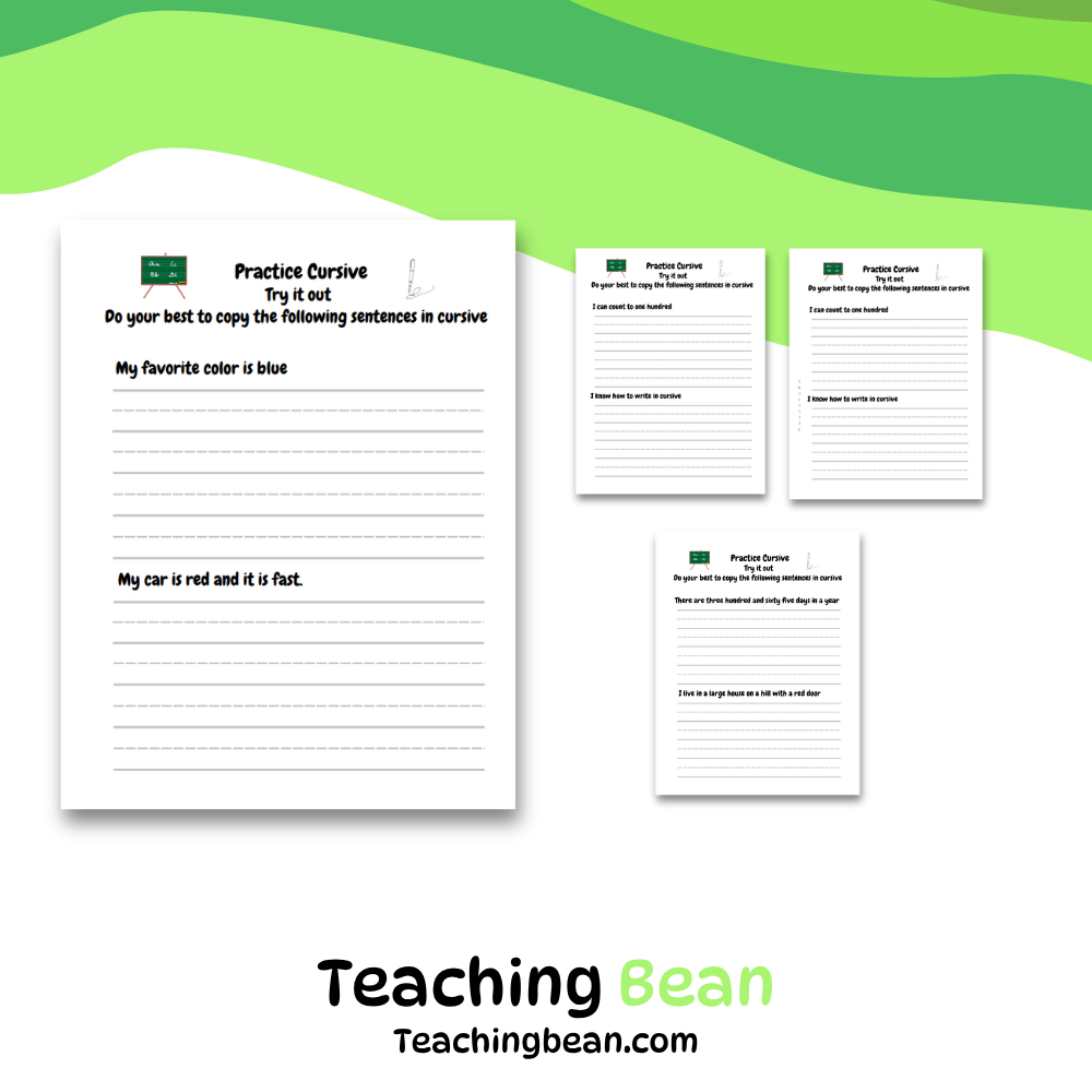 Cursive Sentence Practice Worksheets - Image 2